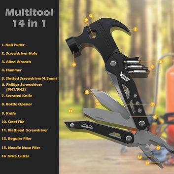 14 in 1 Multi-Purpose Folding Tool for Camping and Outdoor Activities