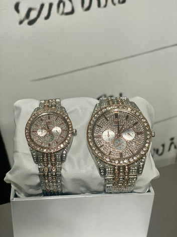 Couple’s Diamond-Encrusted Timepiece Set