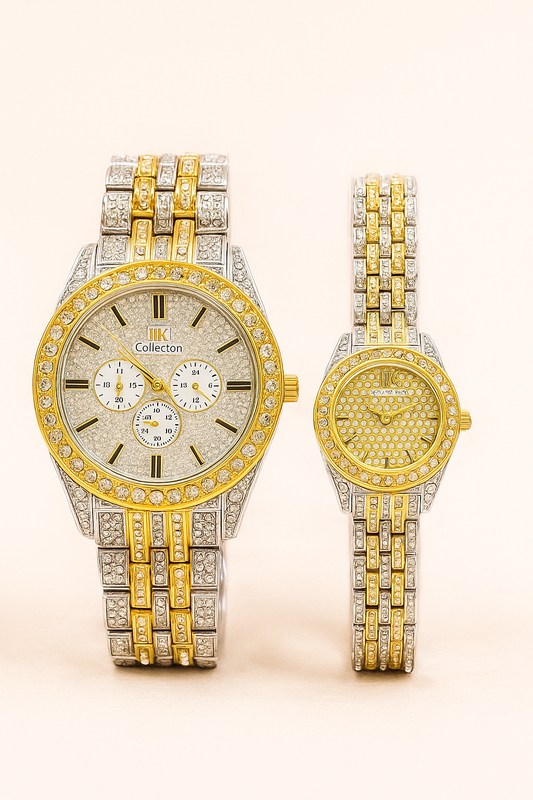 Elegant Couple’s Crystal Watch Set