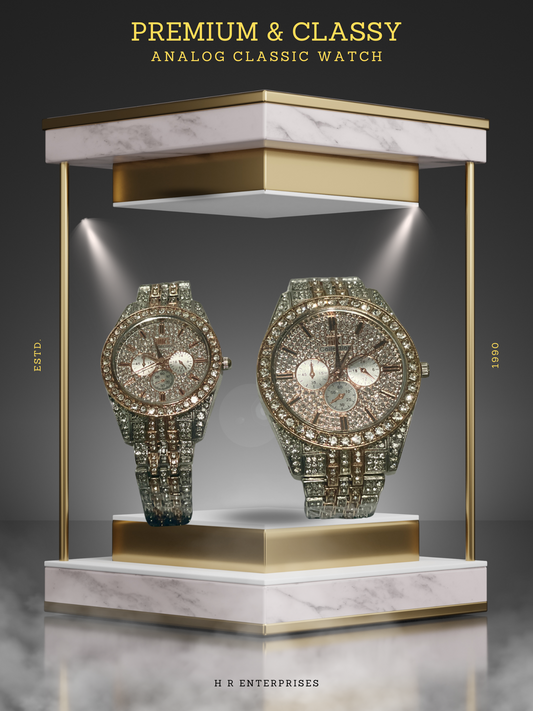 Couple’s Diamond-Encrusted Timepiece Set